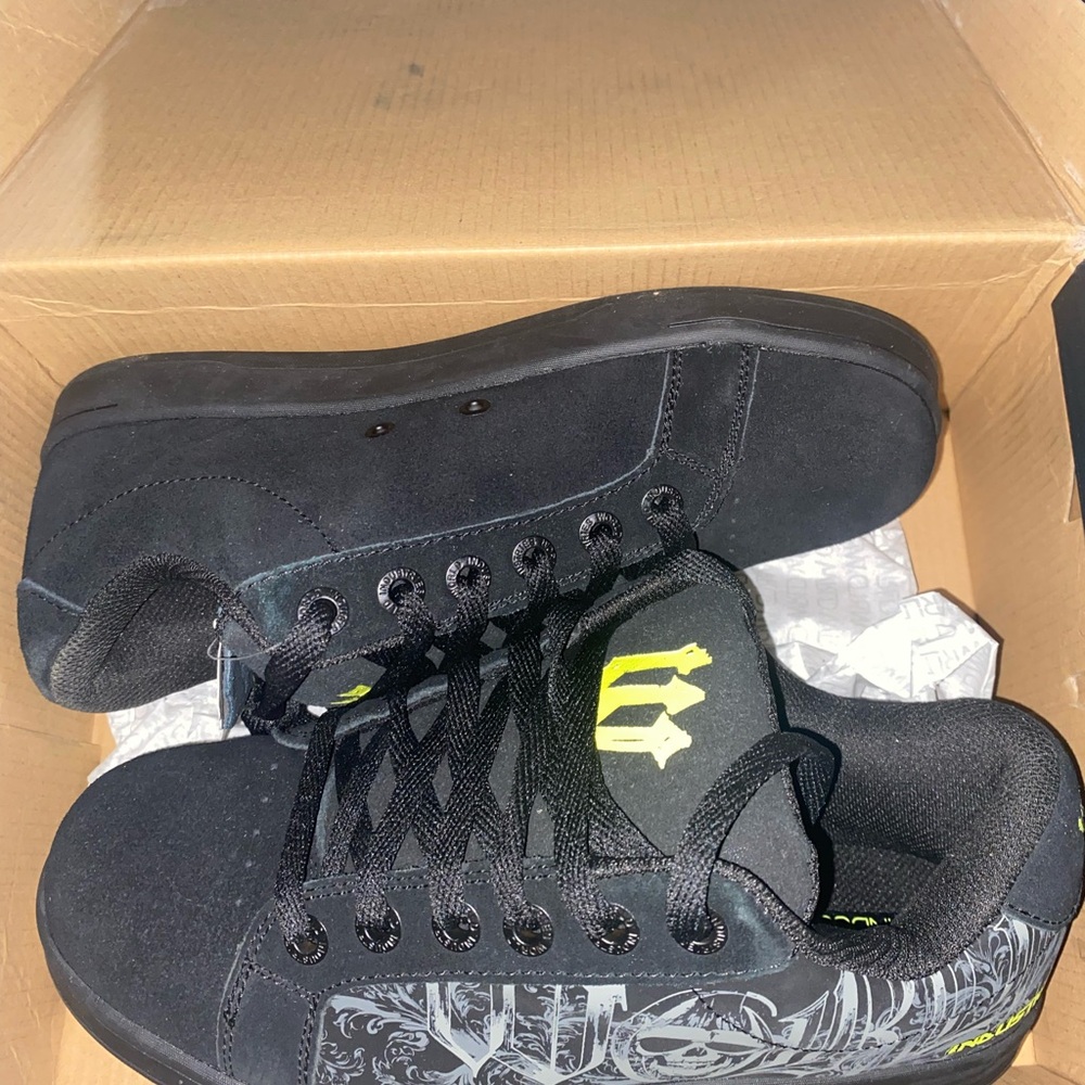Black and Yellow High-Top Sneakers